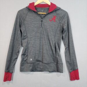 Colosseum Alabama Crimson Tide Hoodie Gray Red 1/4 Zip Performance Womens S